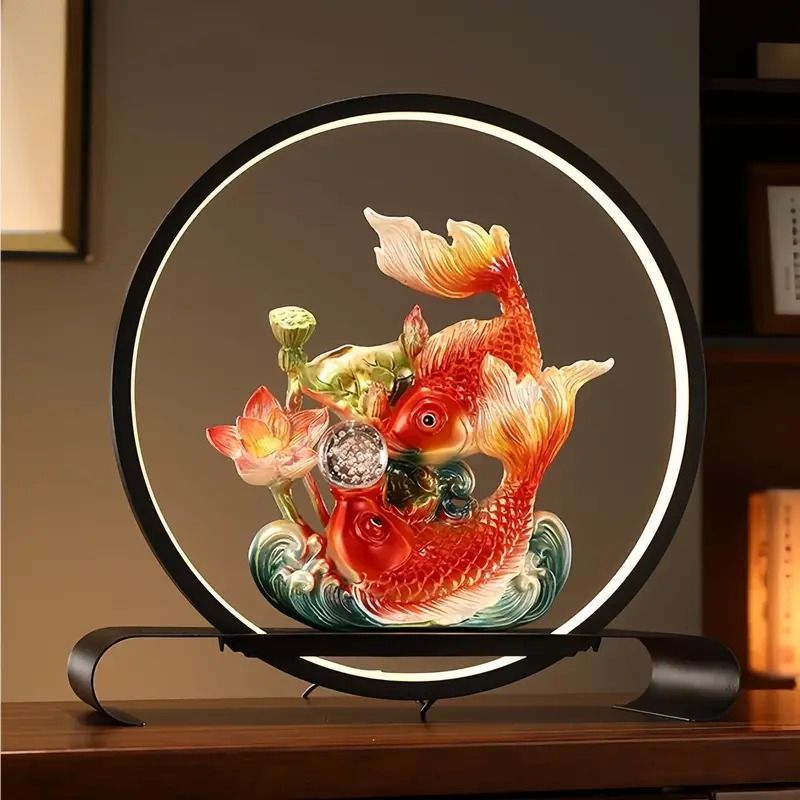 鯉 置物 蓮華 樹脂製 金運アップ 開運 商売繁盛 玄関 インテリア