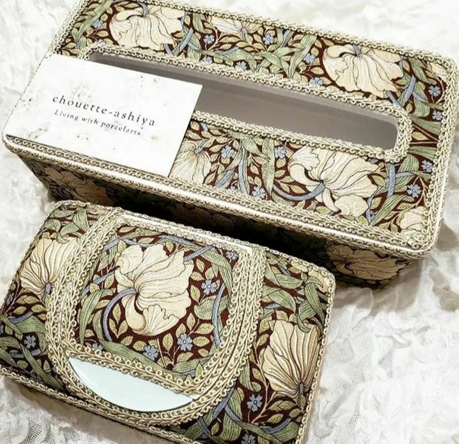 ウィリアムモリスピンパーネルティッシュボックス&ウエットティッシュ