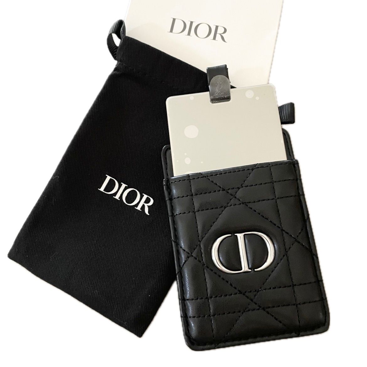 Dior／【ブラック】キルティング ポケットミラー ノベルティ 手鏡