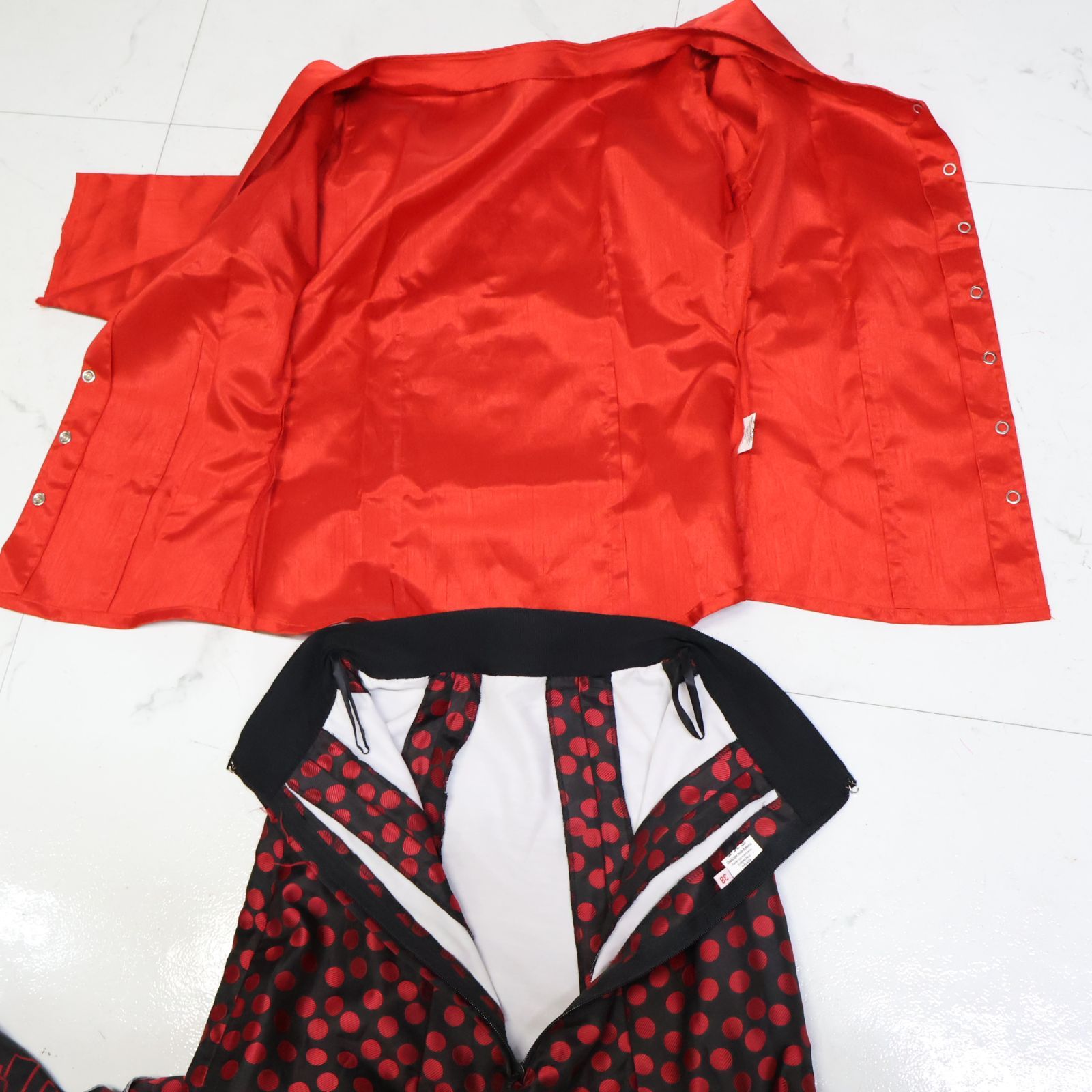 美品 スペイン製 フラメンコ衣装】レッド×豪華ボランテ 上下セット