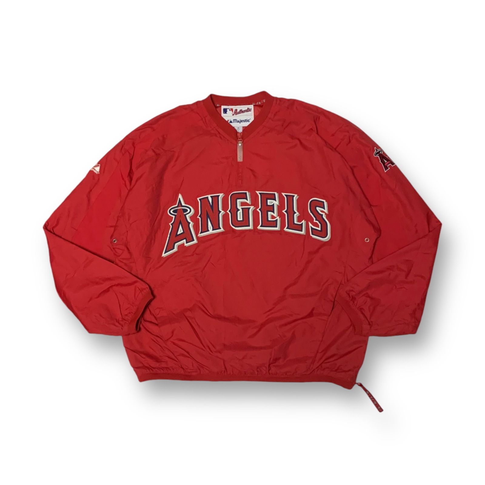 00s Majestic “LOS ANGELES ANGELS” Half Zip Nylon Pullover Shirt