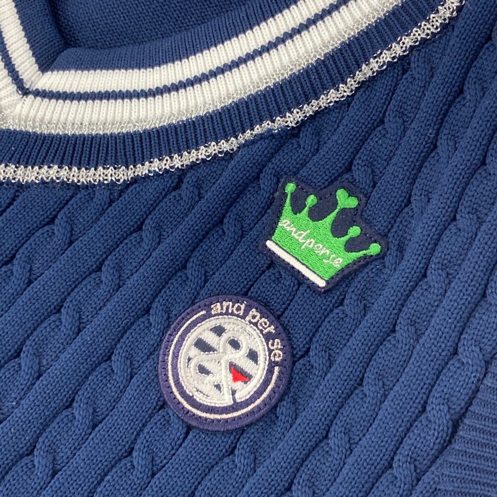 サイズ：M AND PER SE アンパスィ ニットベスト ネイビー系