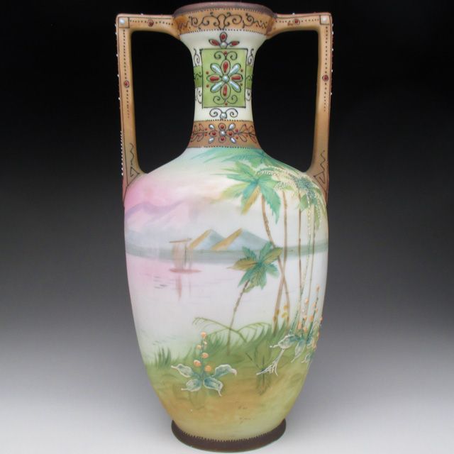 オールドノリタケ 花瓶 1910年 盛り上げ金彩 牡丹 【公式通販】