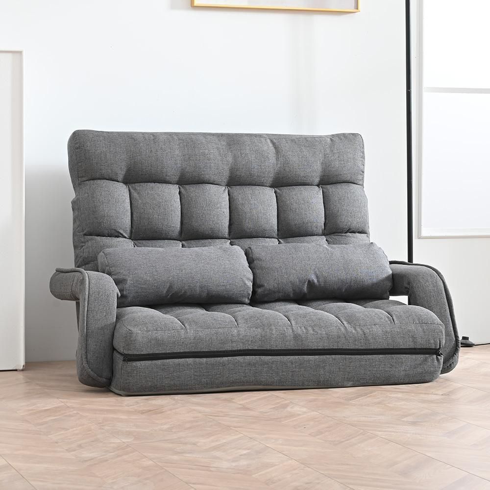 座椅子 二人掛け 4WAY 連動肘つき リクライニングソファ 折りたたみ 座