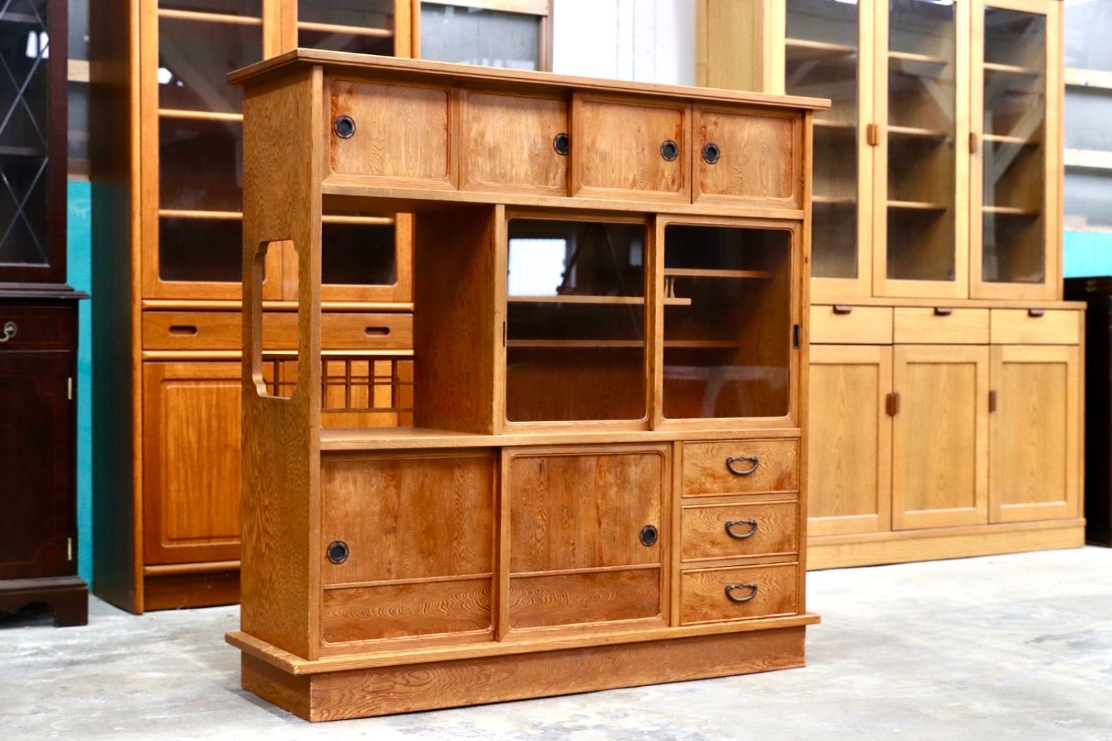 GMIK551○世界遺産屋久杉 茶棚 飾り棚 サイドボード リビングボード 和