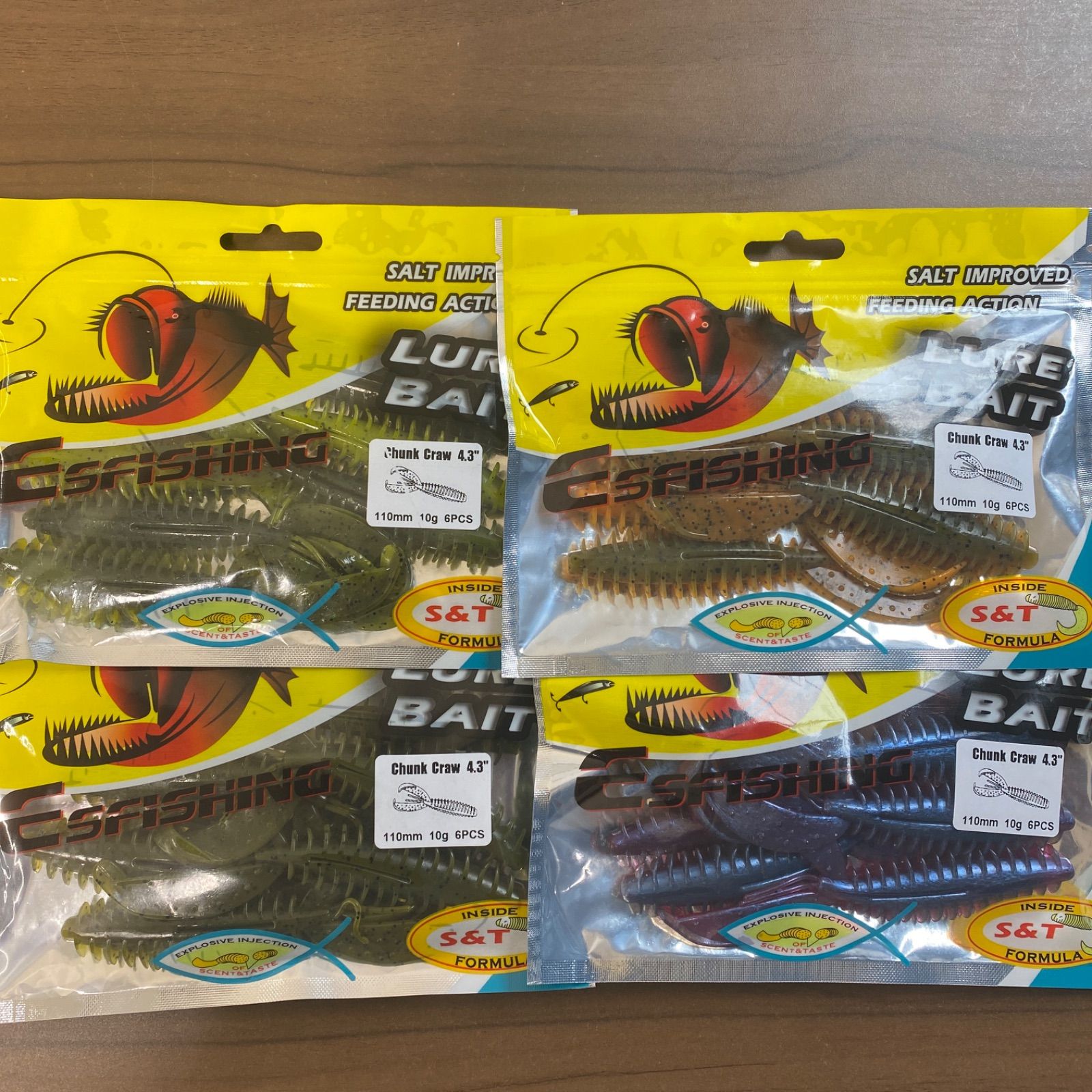 チャンク クロー ワーム 4袋セット 110㎜ 10g ザリガニ ルアー ワーム