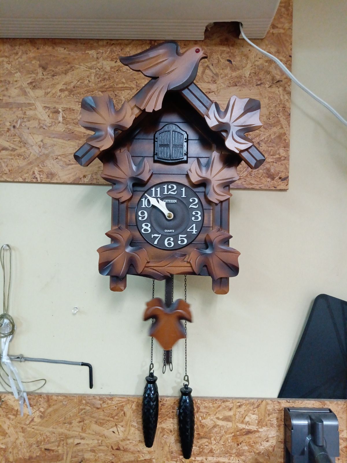CITIZEN 鳩時計 木製 振り子 壁掛け時計 ハト時計 クォーツ リズム時計