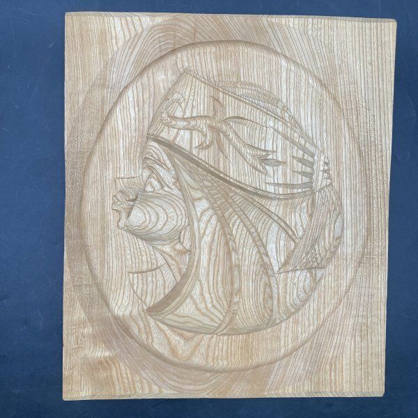 M108 未使用 矢光作 アイヌ 木彫り 特大 アイヌ彫り 壁掛け 木彫 女性