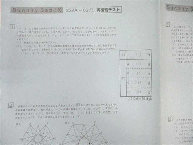SAPIX 小6 サピックス SS特訓 開成コース 再復習テスト(SSKAｰ01～10