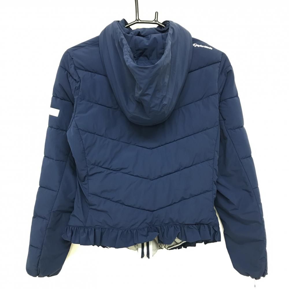 超美品】テーラーメイド フード付き中綿ジャケット ネイビー×白 ロゴ