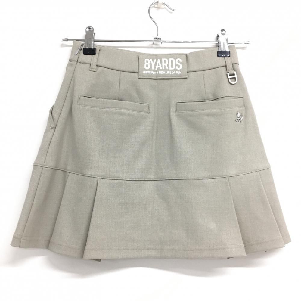 超美品】ハチヤーズ スカート ベージュ×白 裾プリーツ 裏微起毛