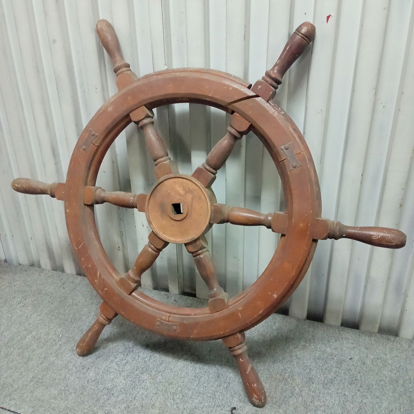 ◯ 船舶 木製 ハンドル 舵取り 車輪 舵 操縦 レトロアンティーク