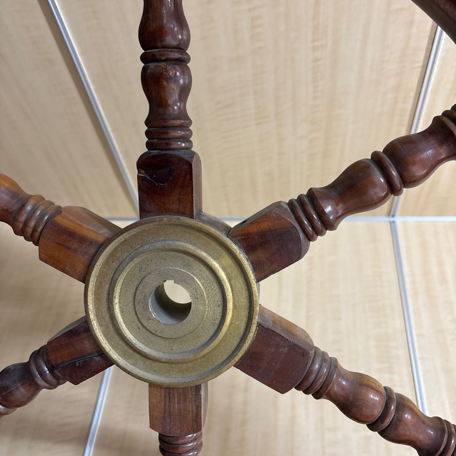 操舵輪 船舶 木製 船舵 ハンドル かじ ヴィンテージ マリン