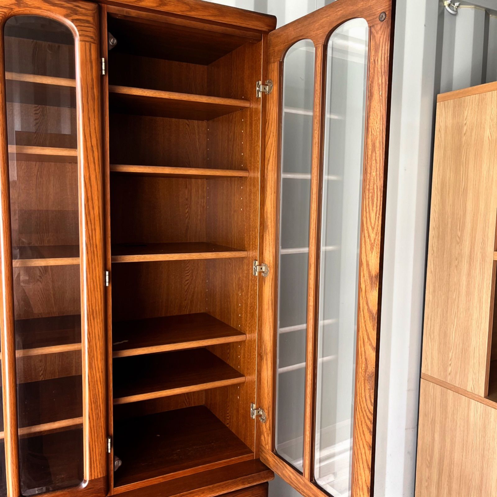 取付無料！シギヤマ家具 天然木北欧風アンティーク食器棚 キッチン