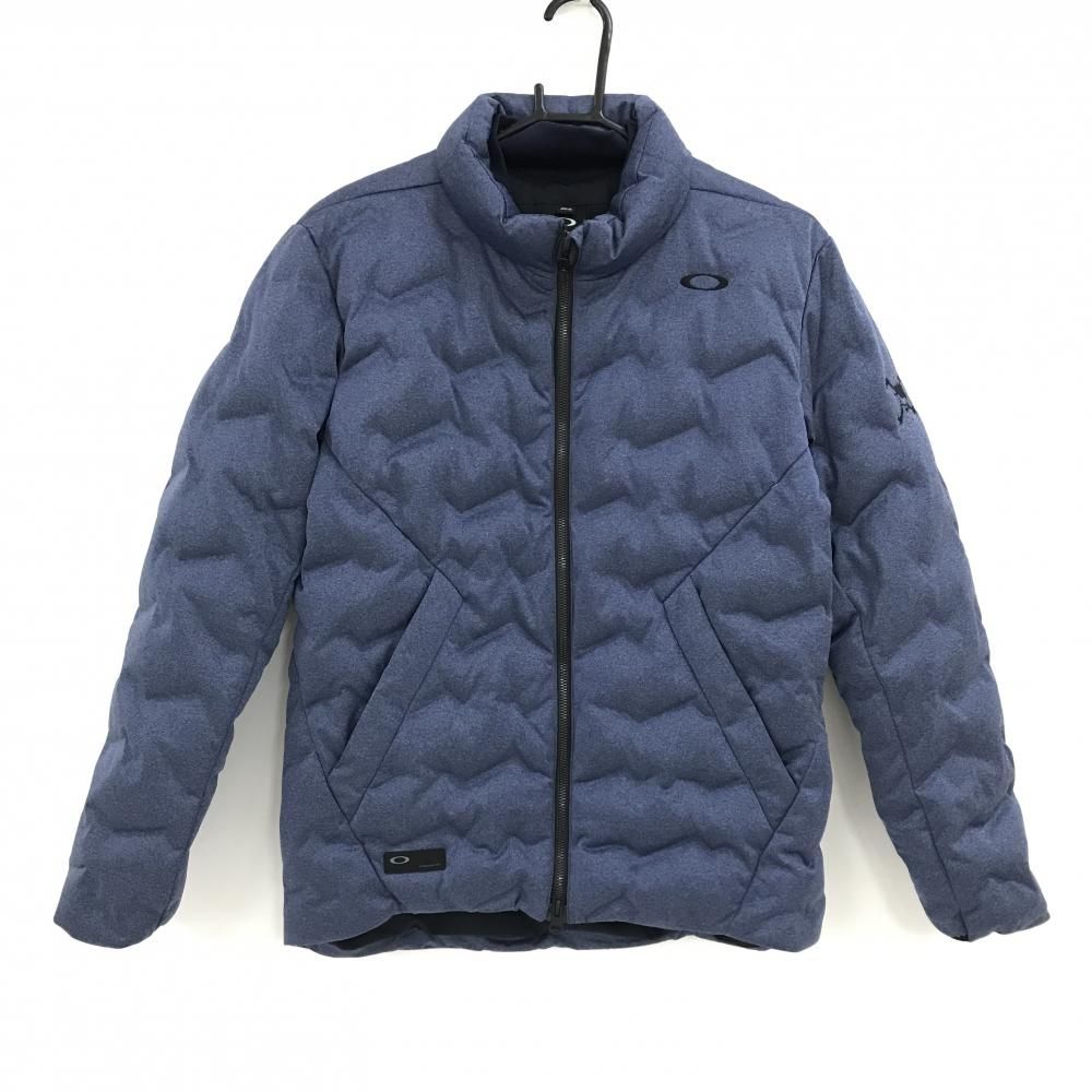 超美品】オークリー ダウンジャケット 杢ネイビー ロゴ黒 ダウン90