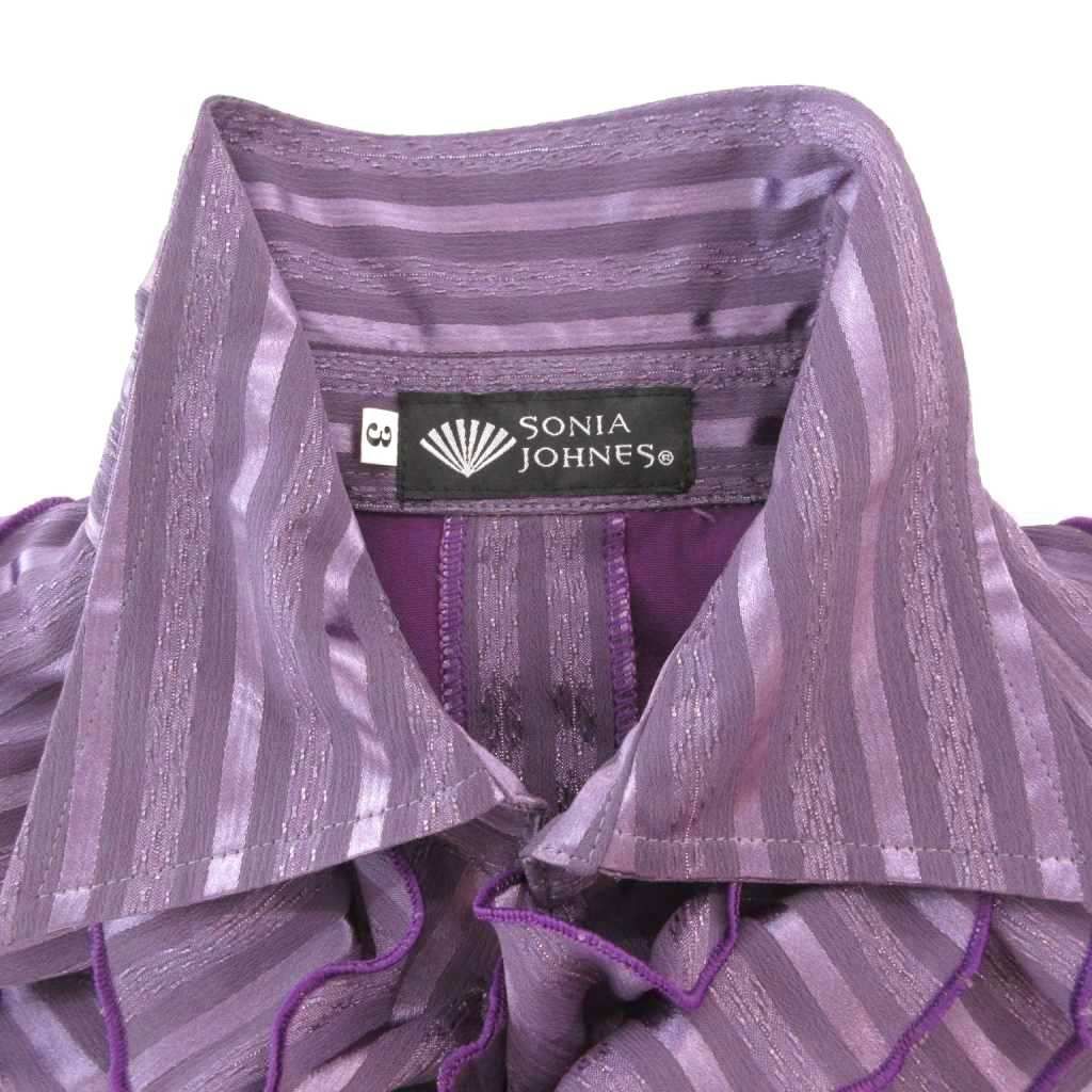 SONIA JOHNES フラメンコ衣装 フリルシャツ 長袖 3 紫 パープル /UO