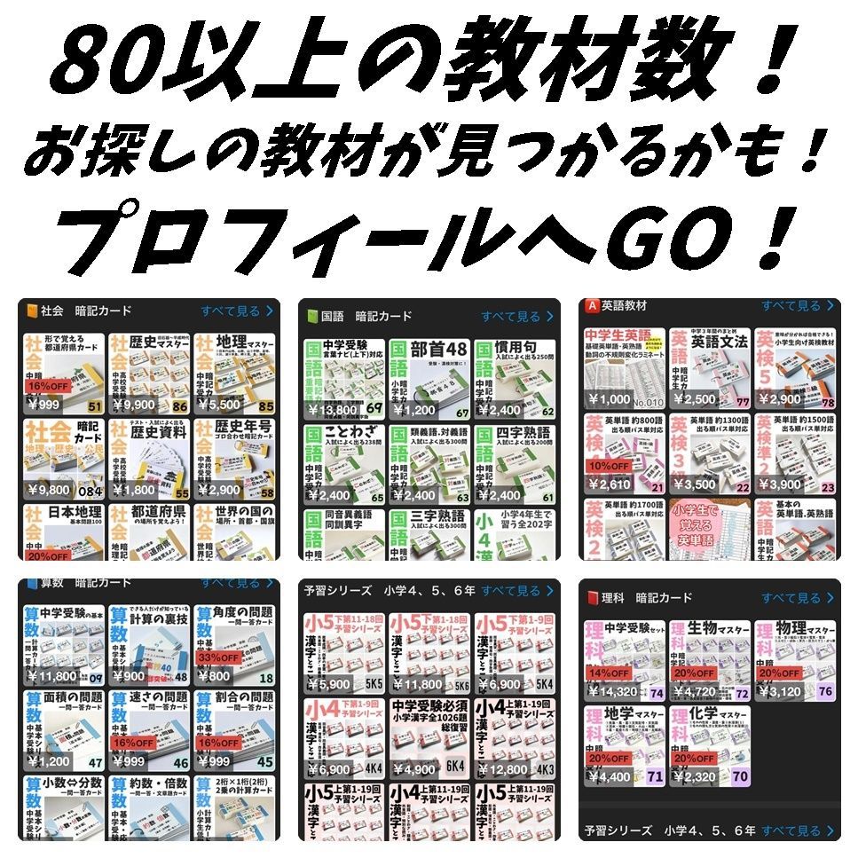 ☆【084】中学受験対策 社会の地理、歴史、公民 暗記カードセット 中学
