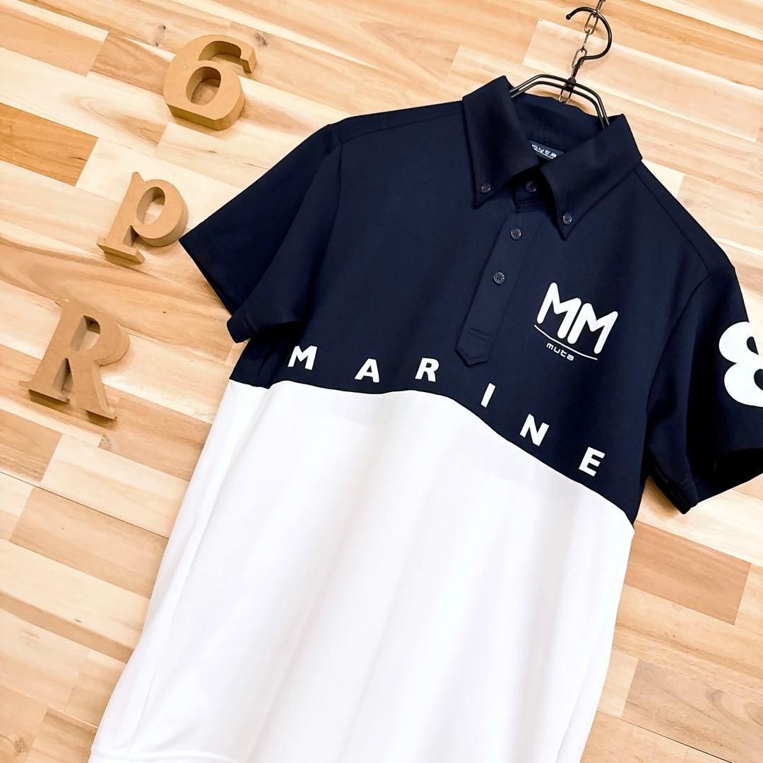 レア/廃番【ムータマリン】バイカラー マルチ ロゴ ポロシャツ ゴルフS