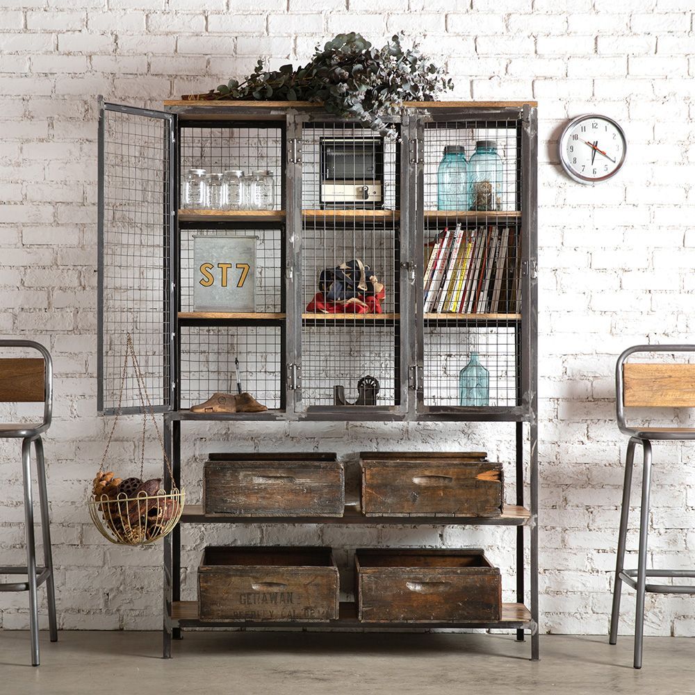 シェルフ 古材 家具 ラック キャビネット メッシュ アンティーク