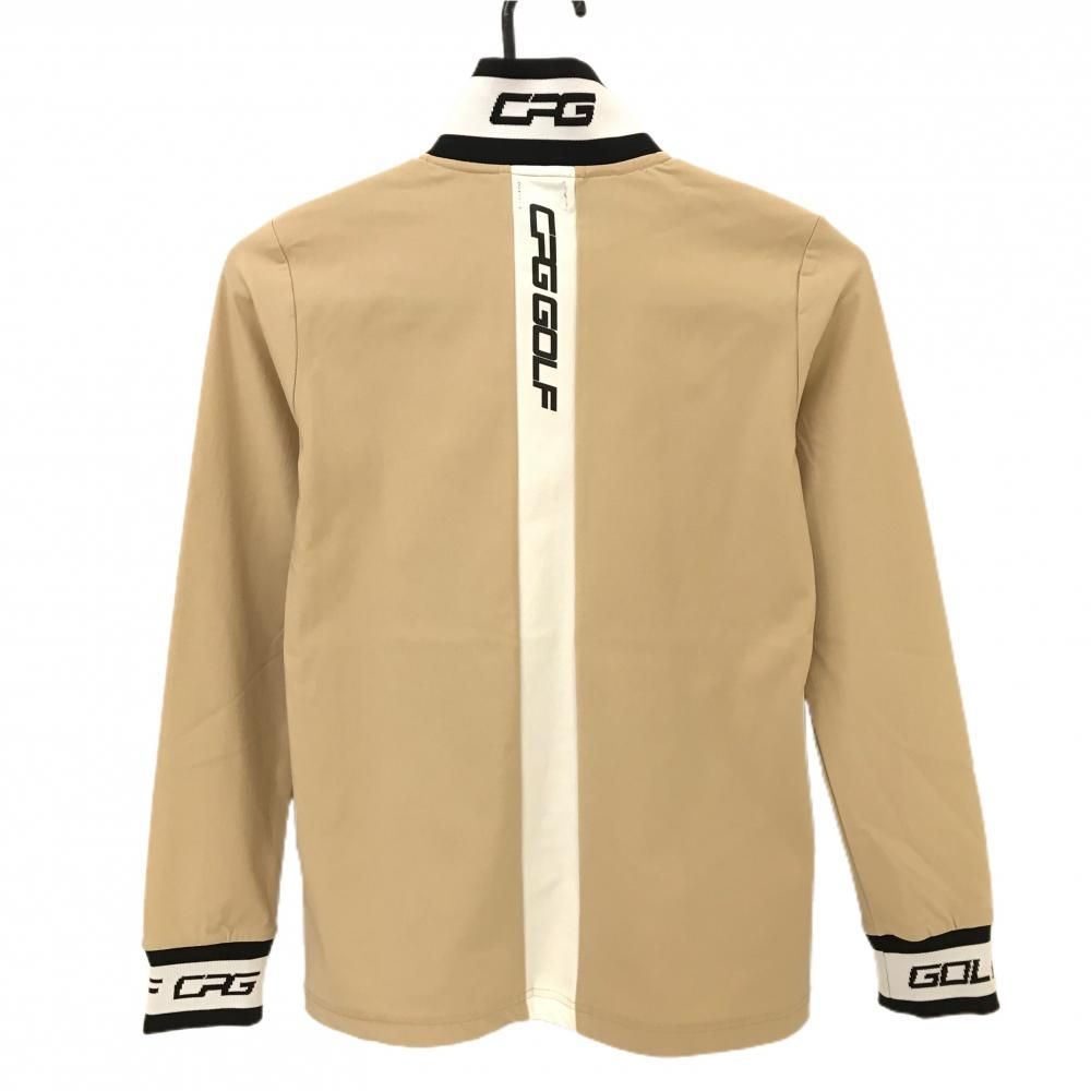 美品】シーピージー 長袖ハイネックシャツ ベージュ×白×黒 ハーフ