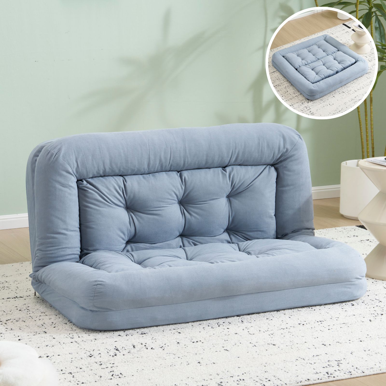 アイボリー】ソファー ソファーベッド 座椅子 6段調整可能 1人掛け 枕付き