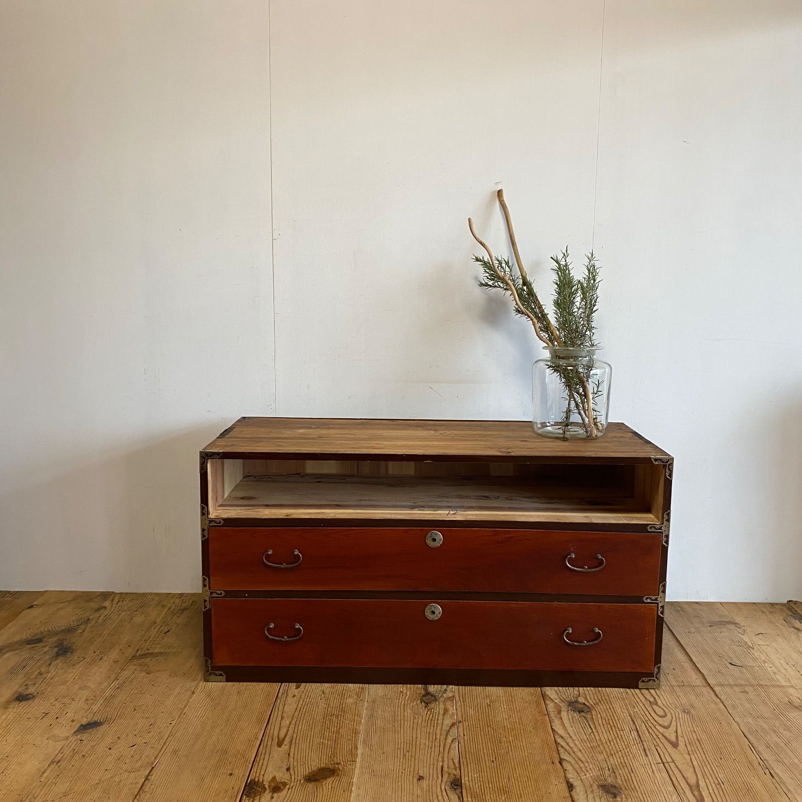 アンティーク 三段 箪笥 ローチェスト 古家具 収納 チェスト