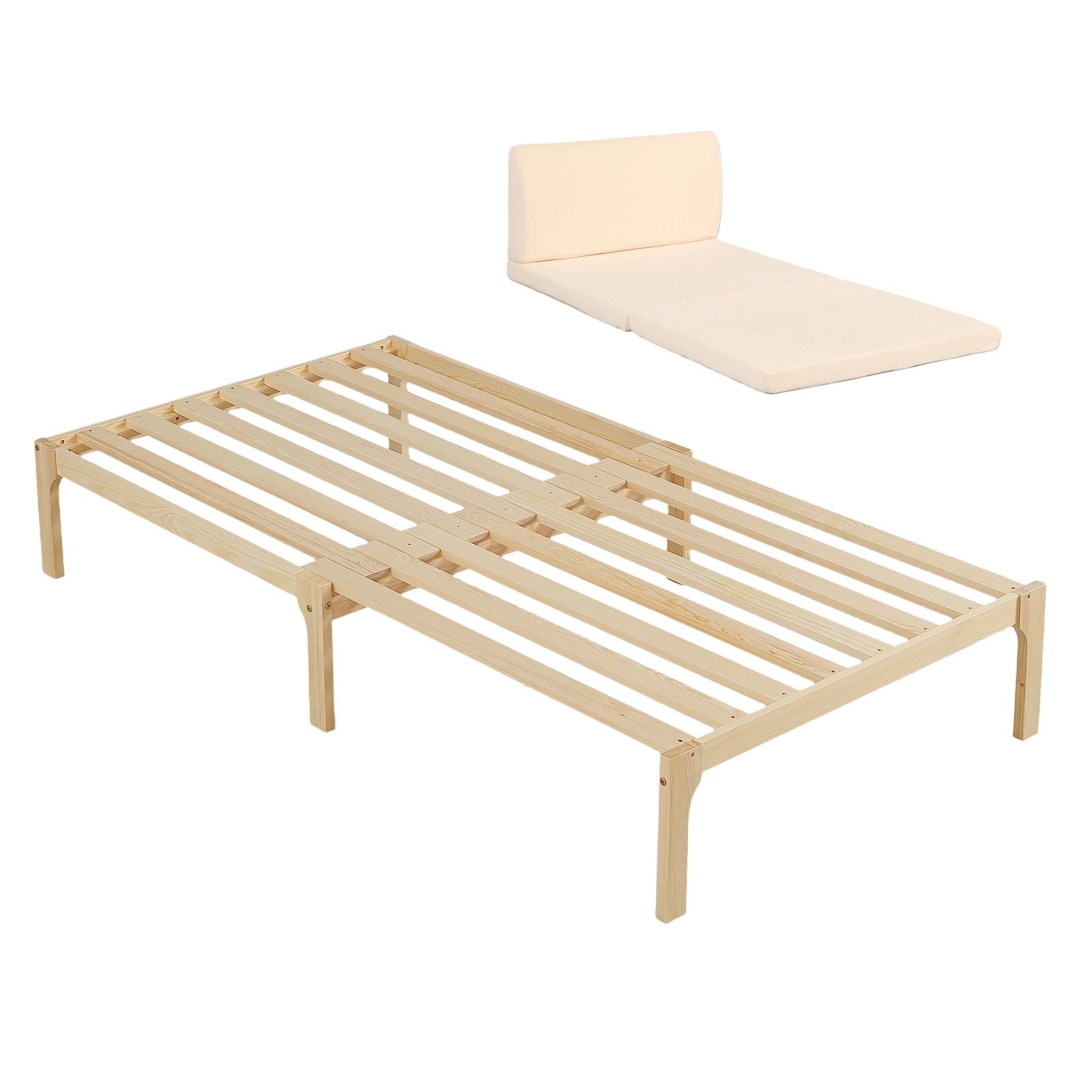 厚さ8cmベージュマット付き】ディベッド ソファベッド シングル 天然