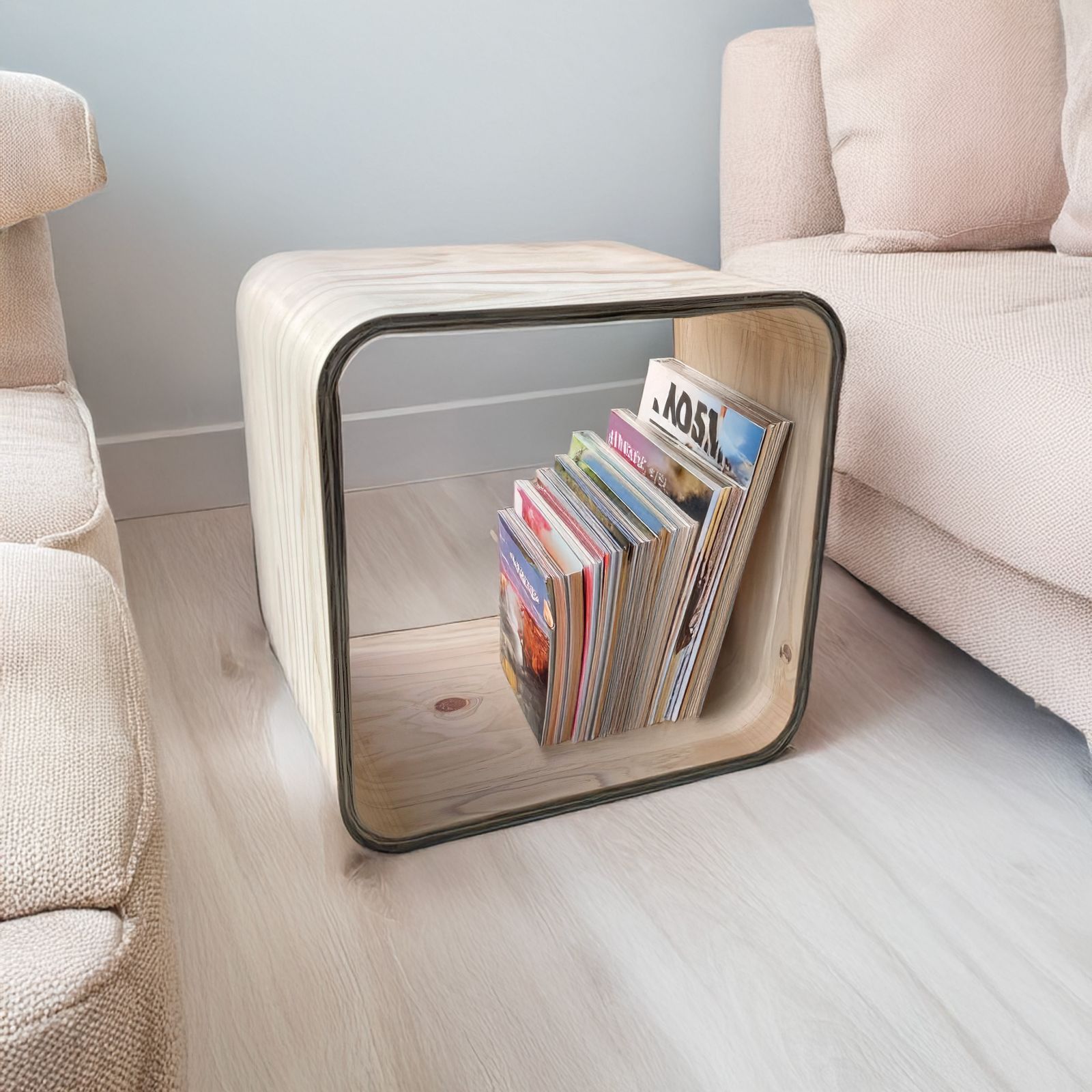 補修あり】 R型シェルフ（角がない 合板 木製品 収納 インテリア