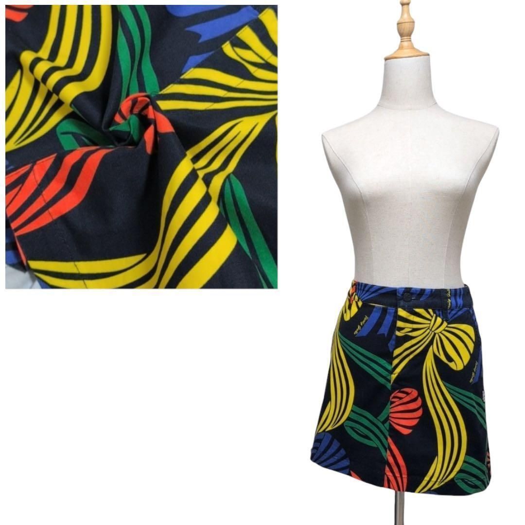 PEARLY GATES パーリーゲイツ【1】ゴルフスカート リボン柄 紺 M