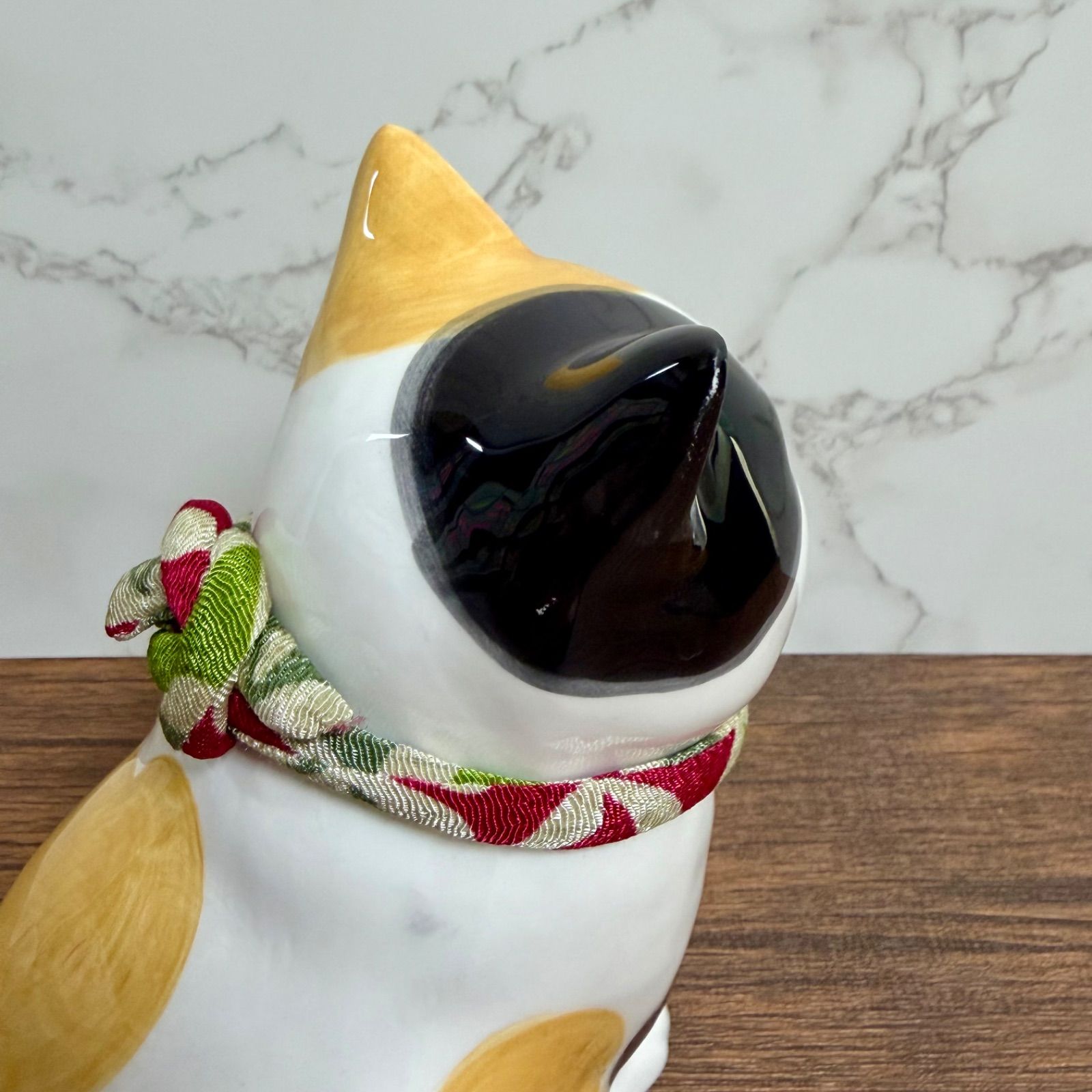 招き猫 うちの招き猫(みけ) 三毛猫 ハチワレ 薬師窯 左手 千客万来