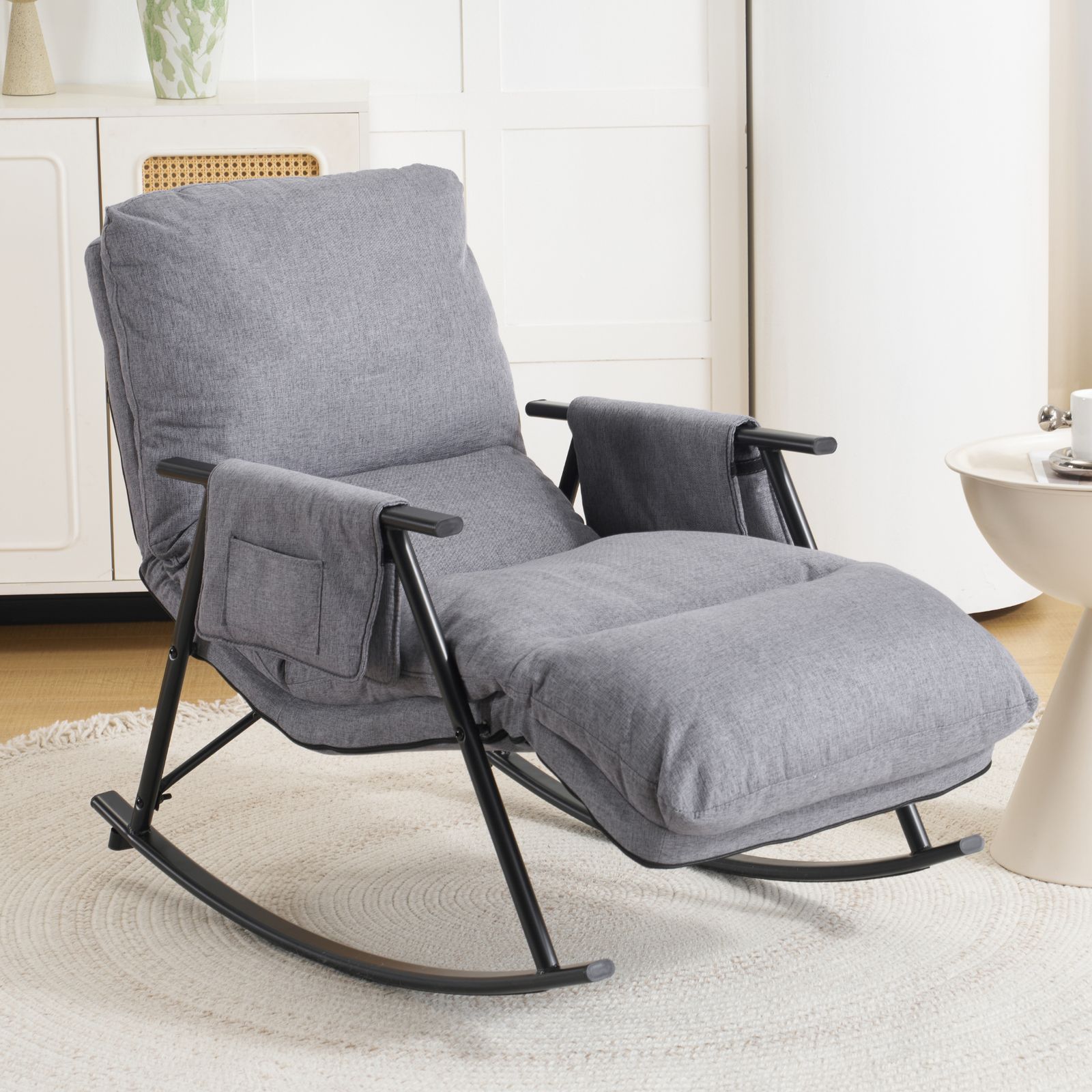 ロッキングチェア リラックスチェア 背もたれ・足部分多段階調節 読書