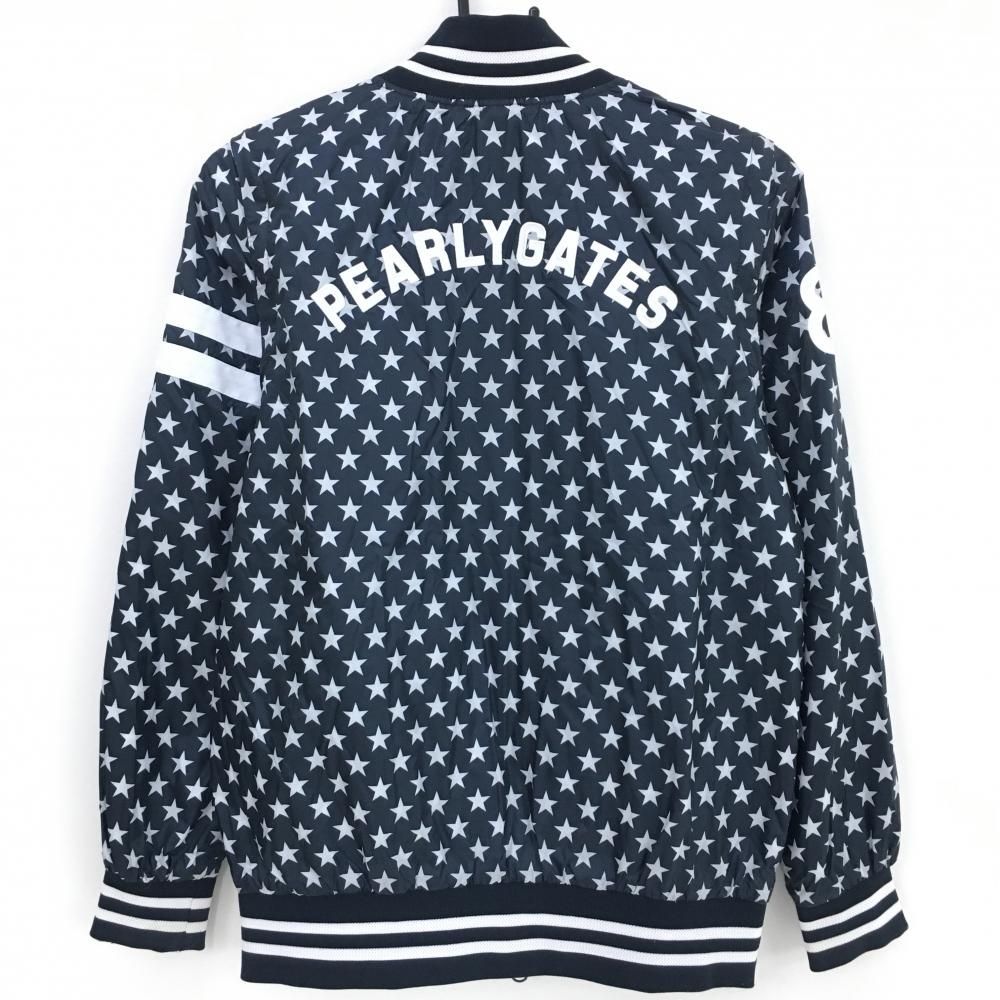 パーリーゲイツ 4WAYリバーシブル中綿ジャケット ネイビー×白 星柄 袖