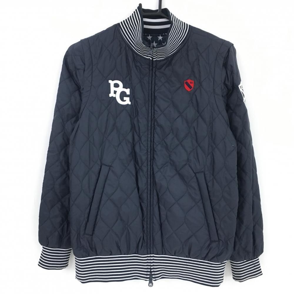 パーリーゲイツ 4WAYリバーシブル中綿ジャケット ネイビー×白 星柄 袖