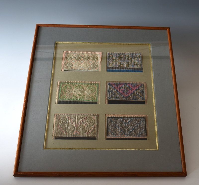 蔵A5856f】モン族 古布 刺繍襟飾り額装 18～19世紀 少数民族！ - メルカリ