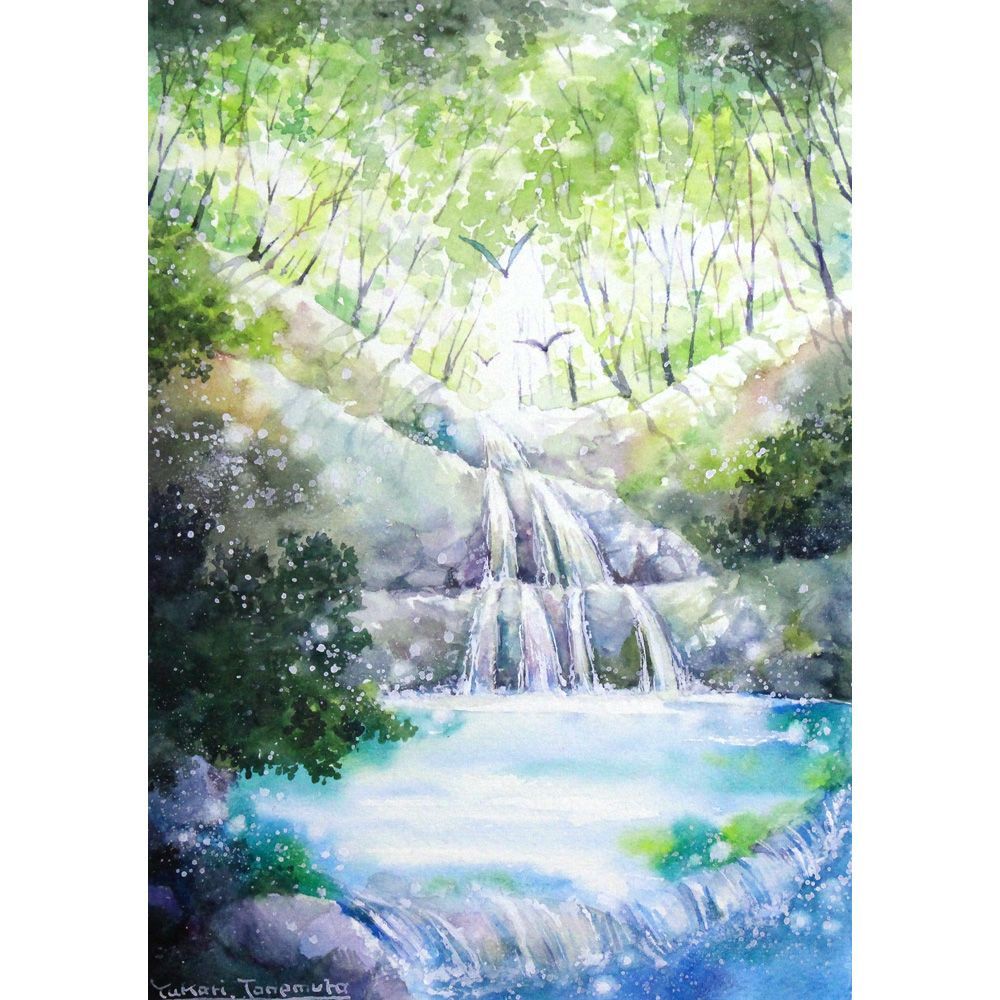 原画）緑の流れ【SMサイズ／水彩画／#3049】 - メルカリ