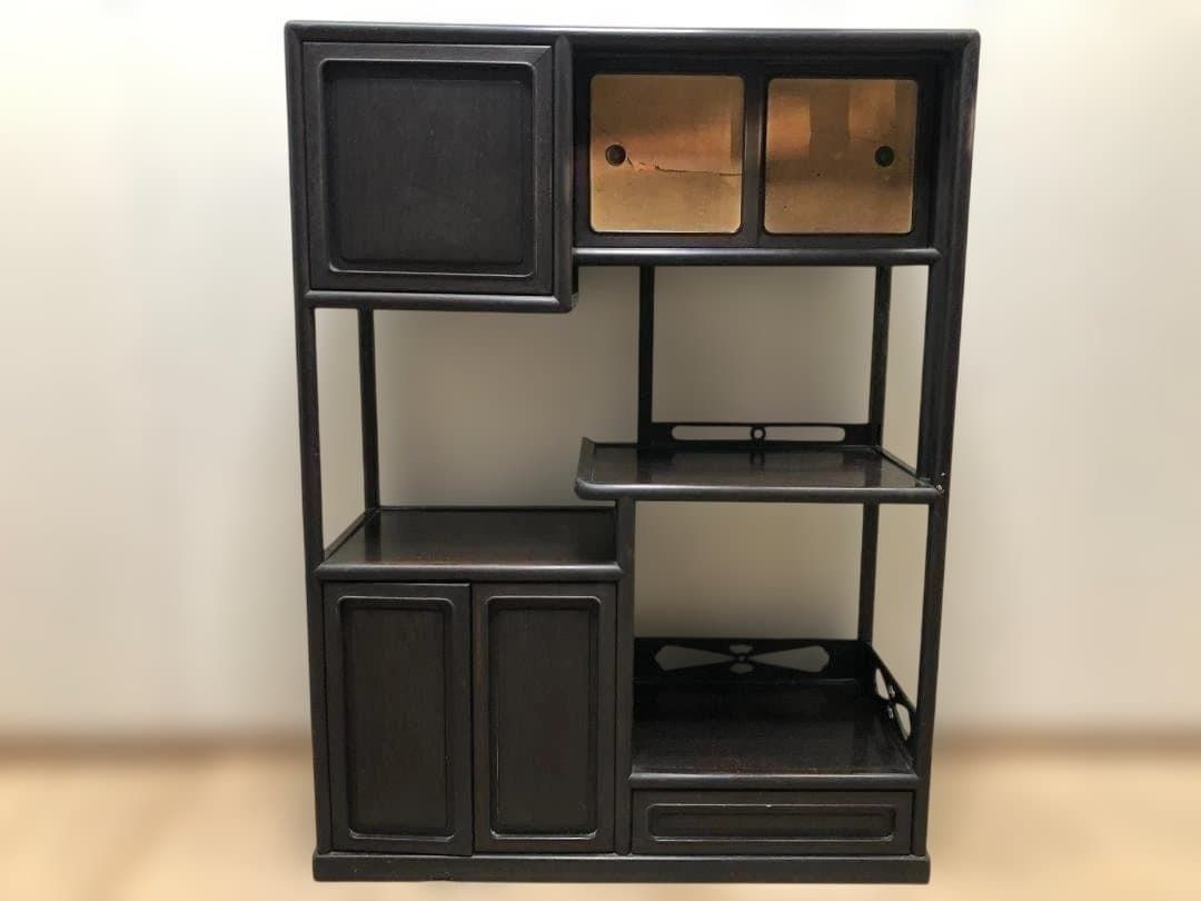 箪笥 飾り棚 違い棚 茶道具透かし彫り 和箪笥 アンティーク ビンテージ