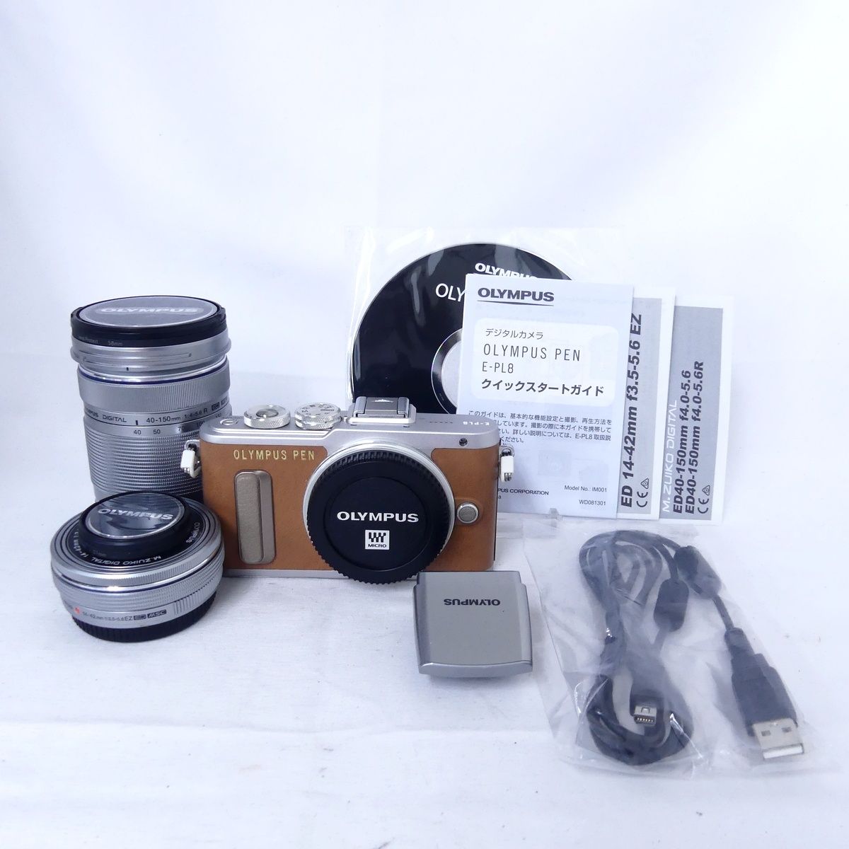 OLYMPUS PEN オリンパスペン E-PL8 ブラウン 14-42mm 40-150mm ダブル