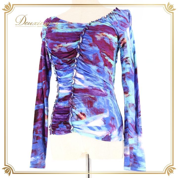 社交ダンス 衣装 トップス ブラウス ブルー系 チャコットロイヤル