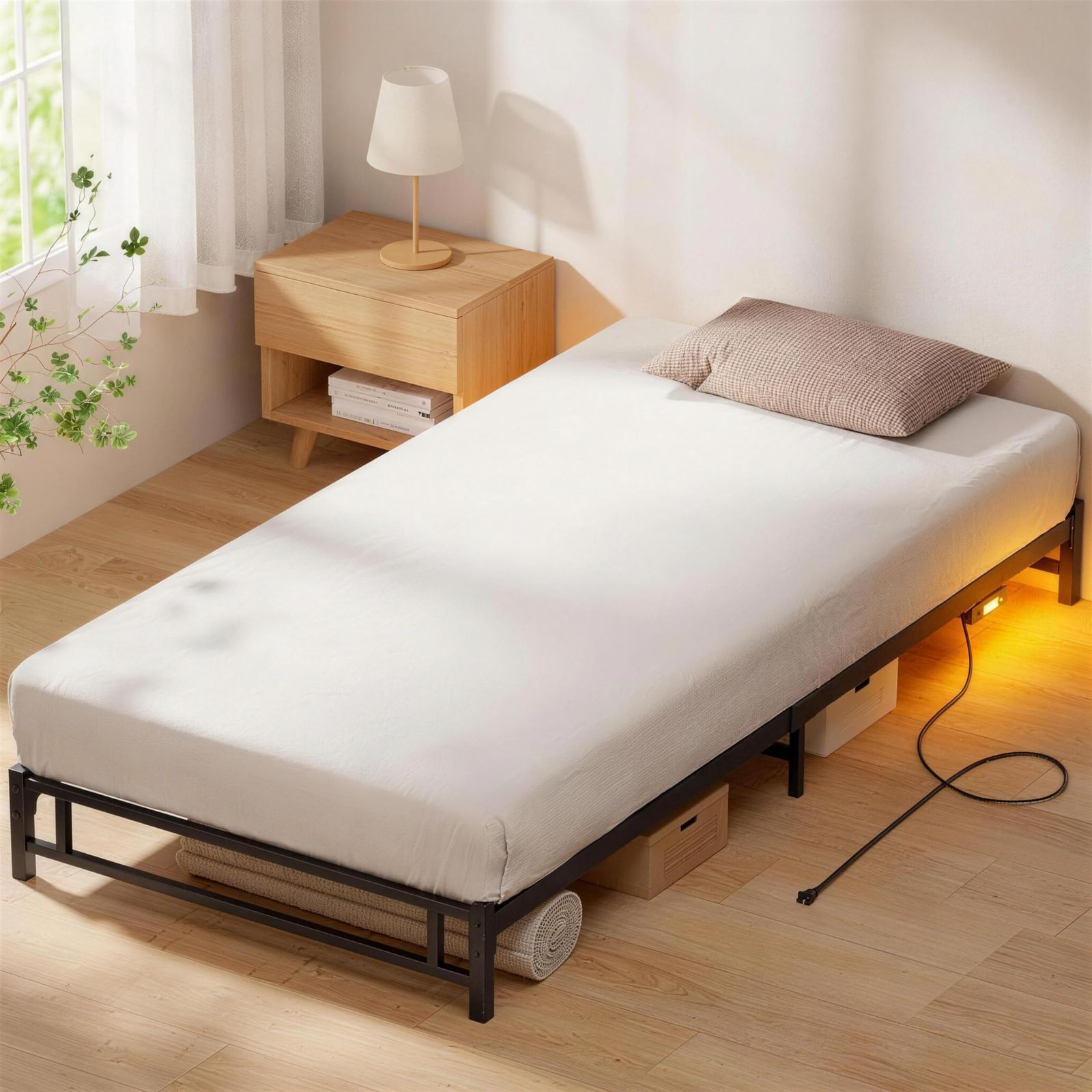 ◇【LEDライト付きコンセント】ローベッドフレーム シングル Holdm
