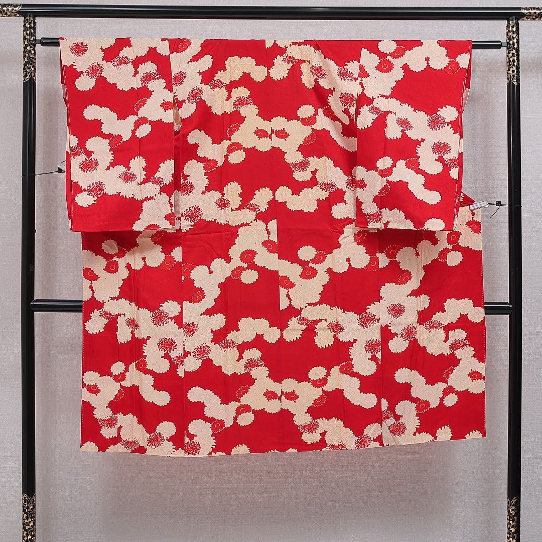 アンティーク 長襦袢 無双袖 身丈131cm 裄丈60cm 正絹 Cランク Lサイズ