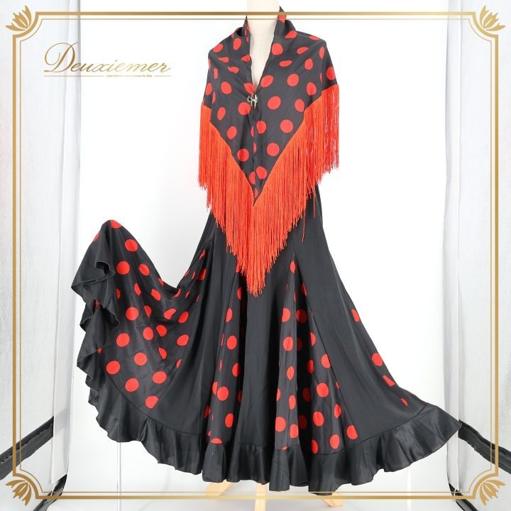 フラメンコ 衣装 ファルダ スカート ブラック系 シージョ ピキージョ