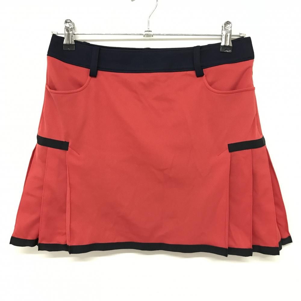 美品】アルチビオ スカート レッド×ネイビー サイドプリーツ 裏地付