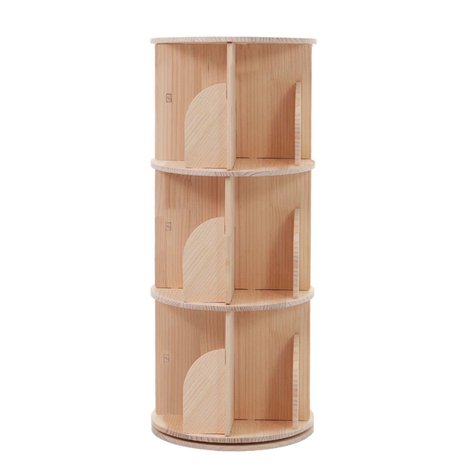 3段-回転盤タイプ】無垢材 回転式本棚 飾り棚 絵本棚 360°回転本棚