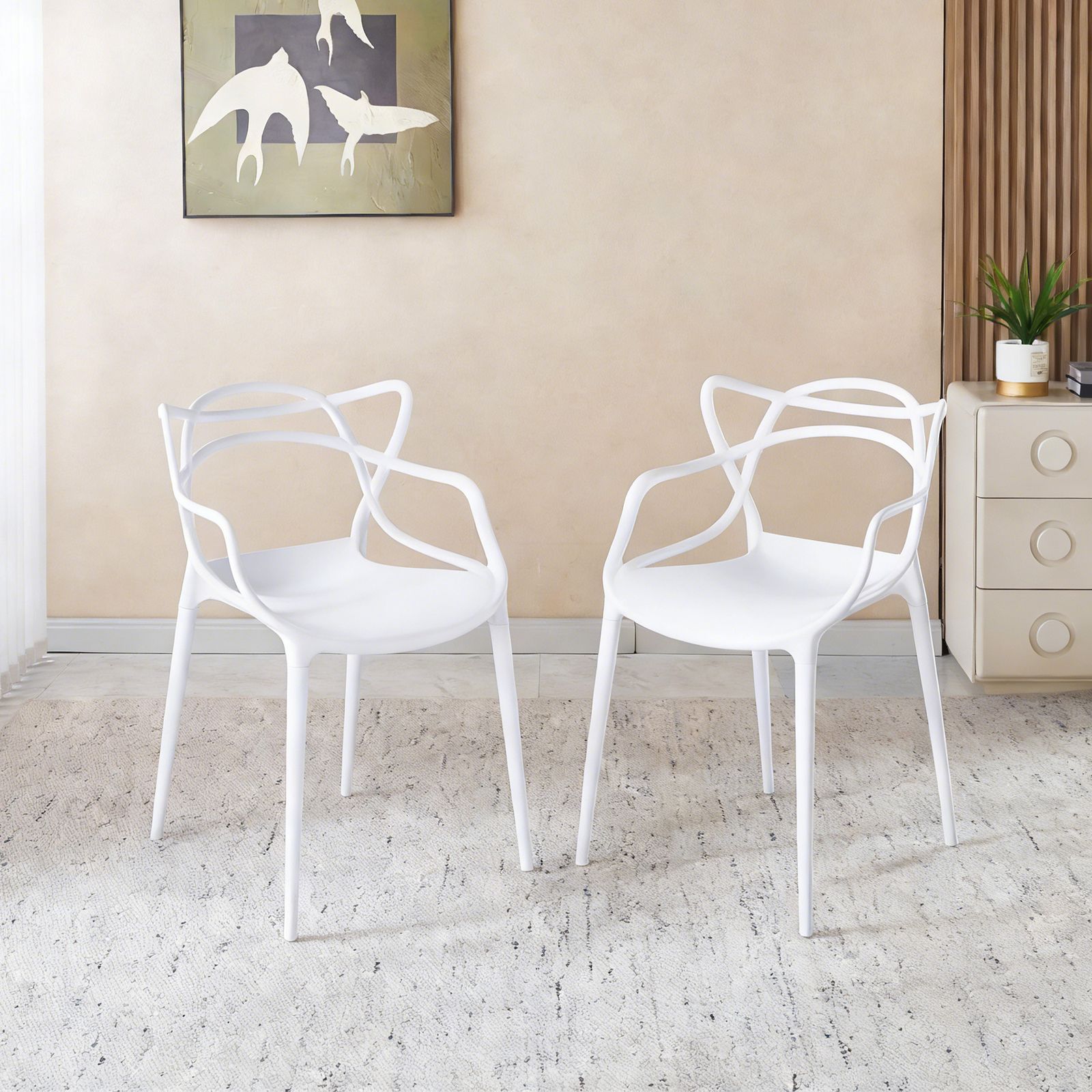 数量限定セール」 2 脚セットホワイト猫耳デザイン PP 製ダイニング