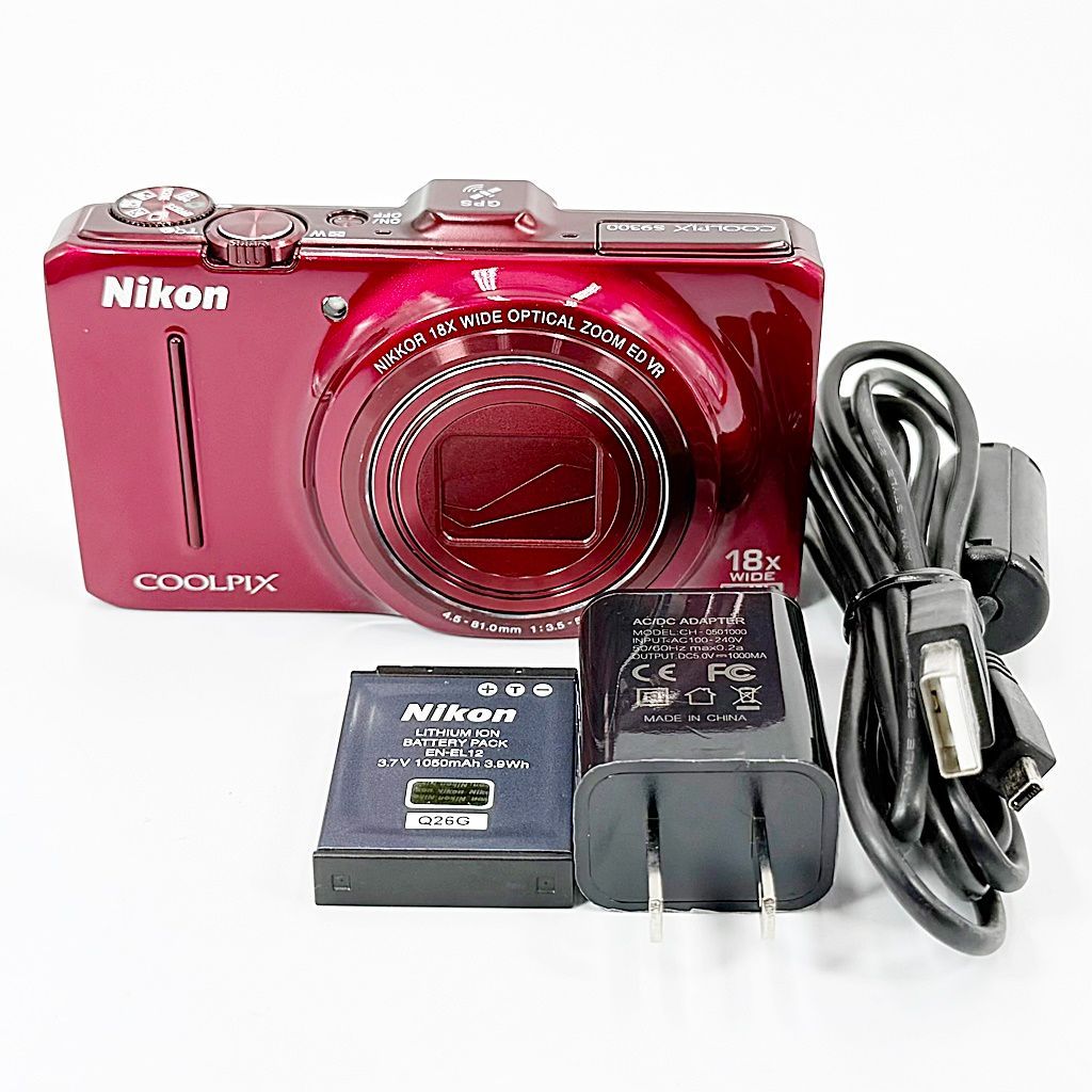 ニコン Nikon COOLPIX S9300 インペリアルレッド コンデジ カメラ 中古