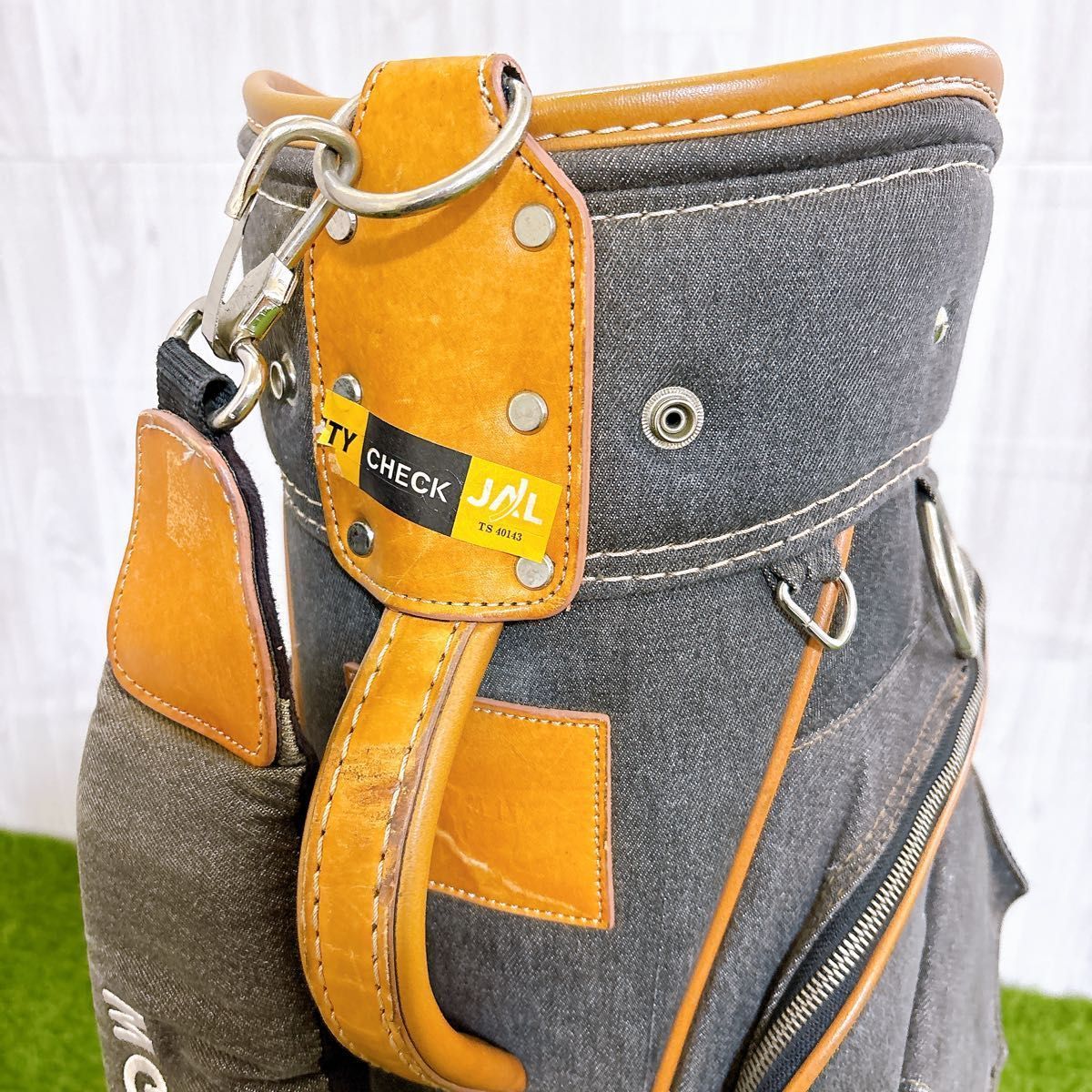 激レア MOOMIN ムーミン キャディバッグ ゴルフバッグ デニム 本革