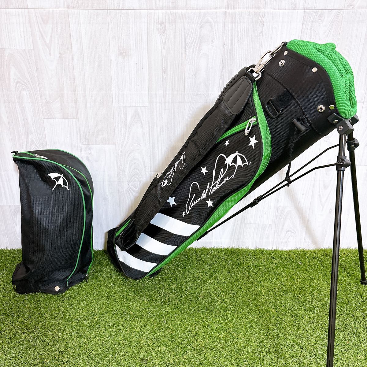 良品 アーノルドパーマー キャディバッグ ゴルフバッグ 軽量 スタンド