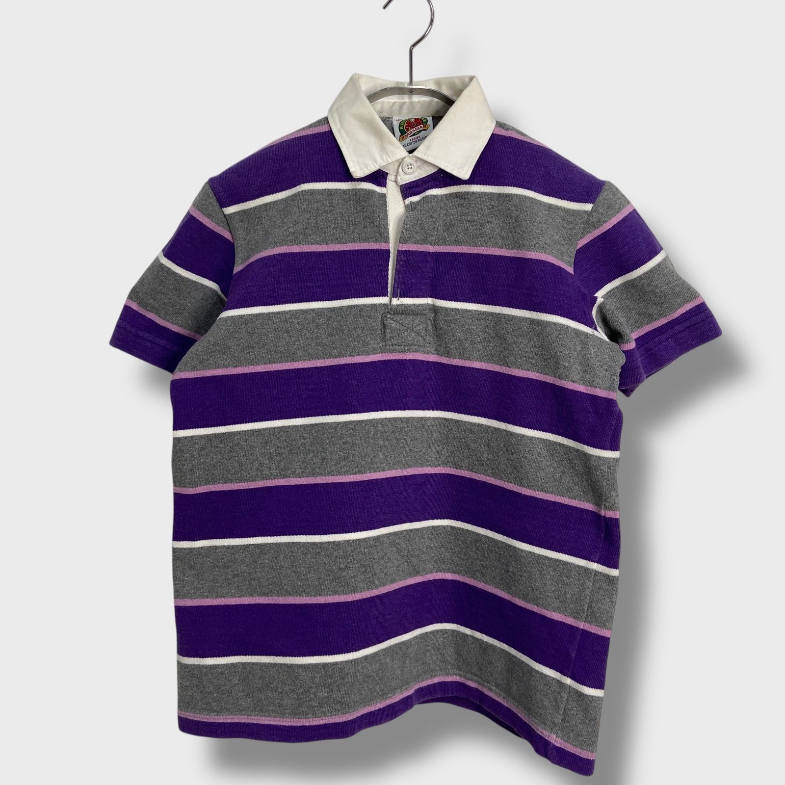 ☆Barbarian☆バーバリアン☆ボーダー柄半袖ラガーシャツ☆太ピッチ