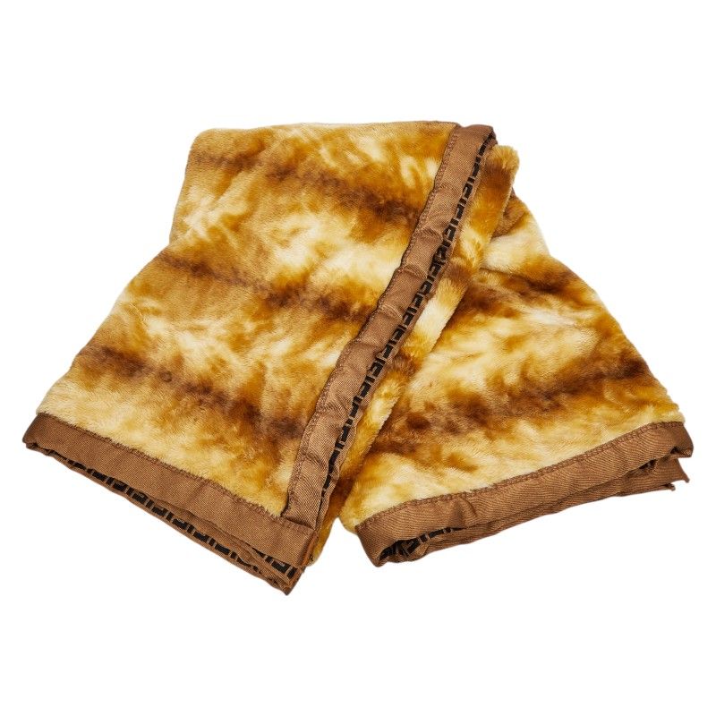 フェンディ ズッカ ブランケット ひざ掛け 毛布 ブラウン アクリル