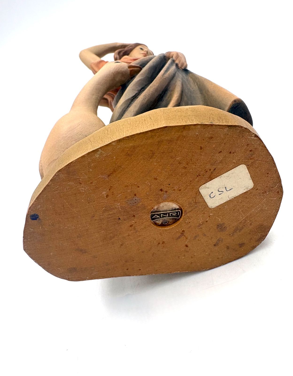 ANRI アンリ 木彫 女の子とアヒル 少女とアヒル 木彫り人形 アンリ人形